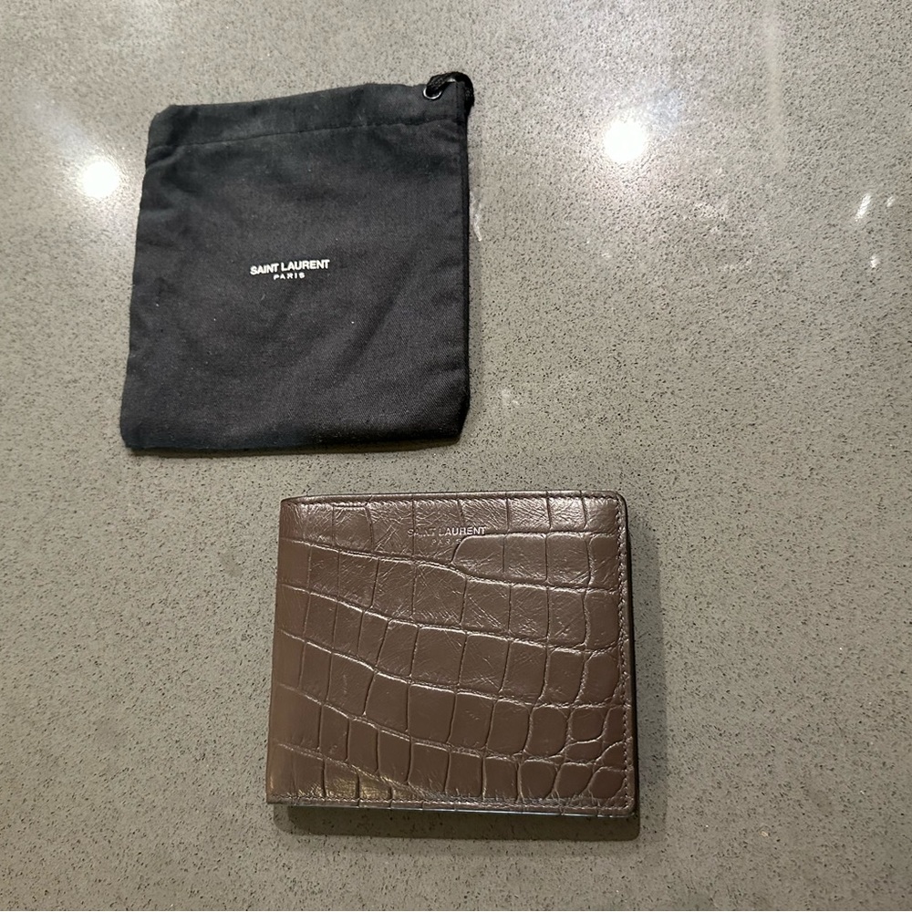 Saint Laurent Crocodile Embossed Wallet